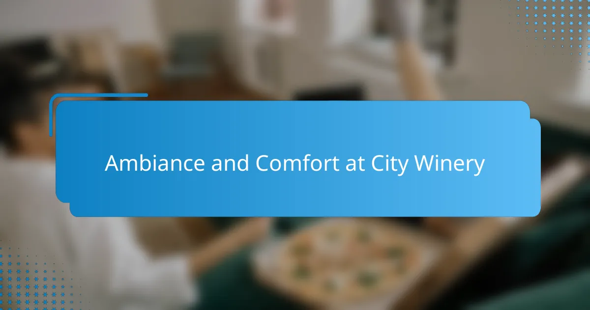 Ambiance and Comfort at City Winery