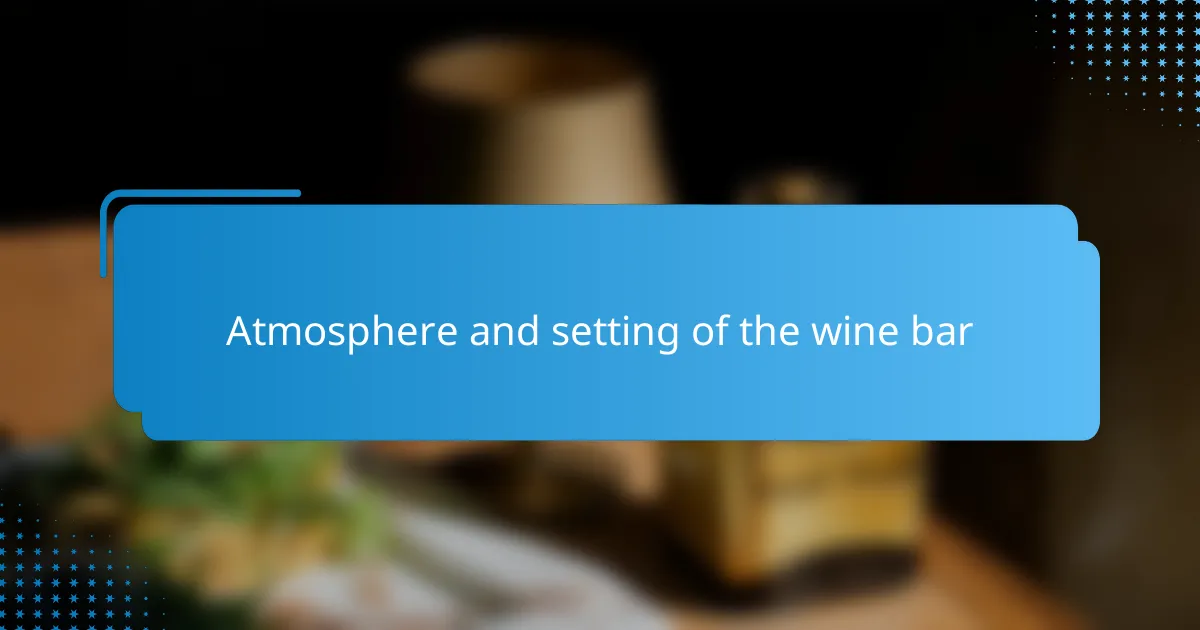 Atmosphere and setting of the wine bar