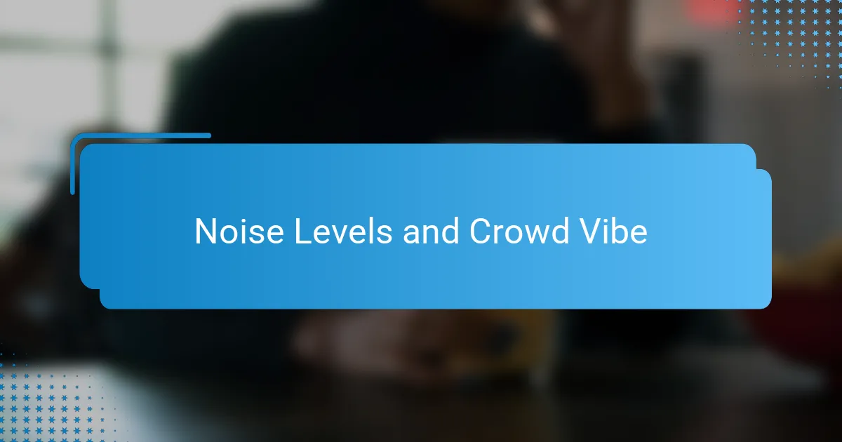 Noise Levels and Crowd Vibe