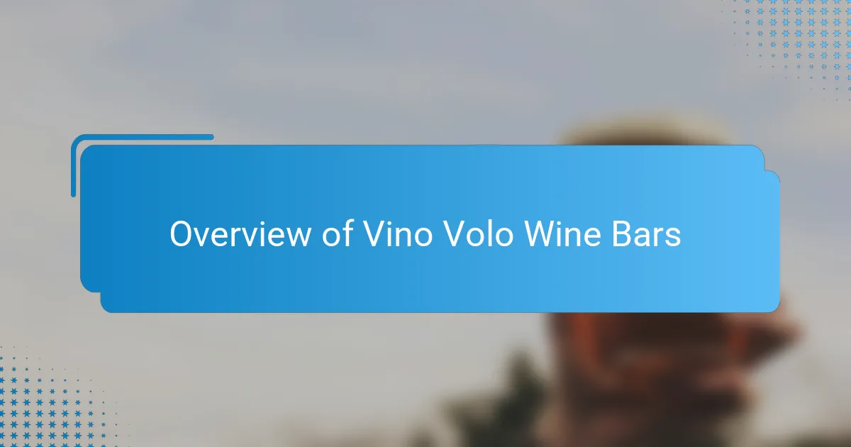 Overview of Vino Volo Wine Bars