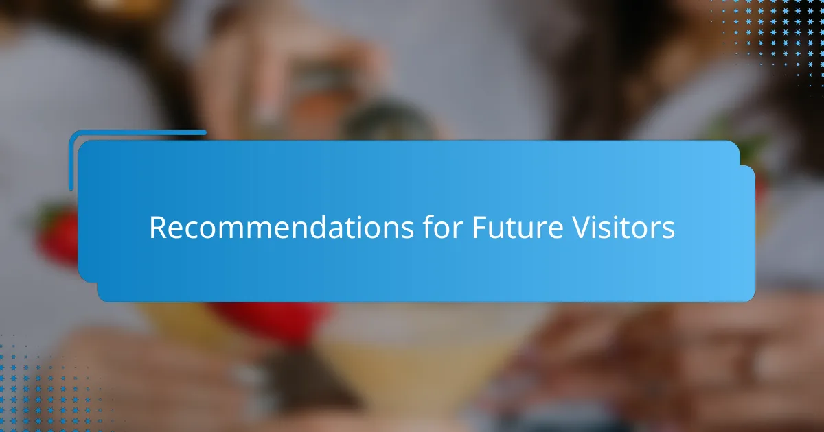 Recommendations for Future Visitors