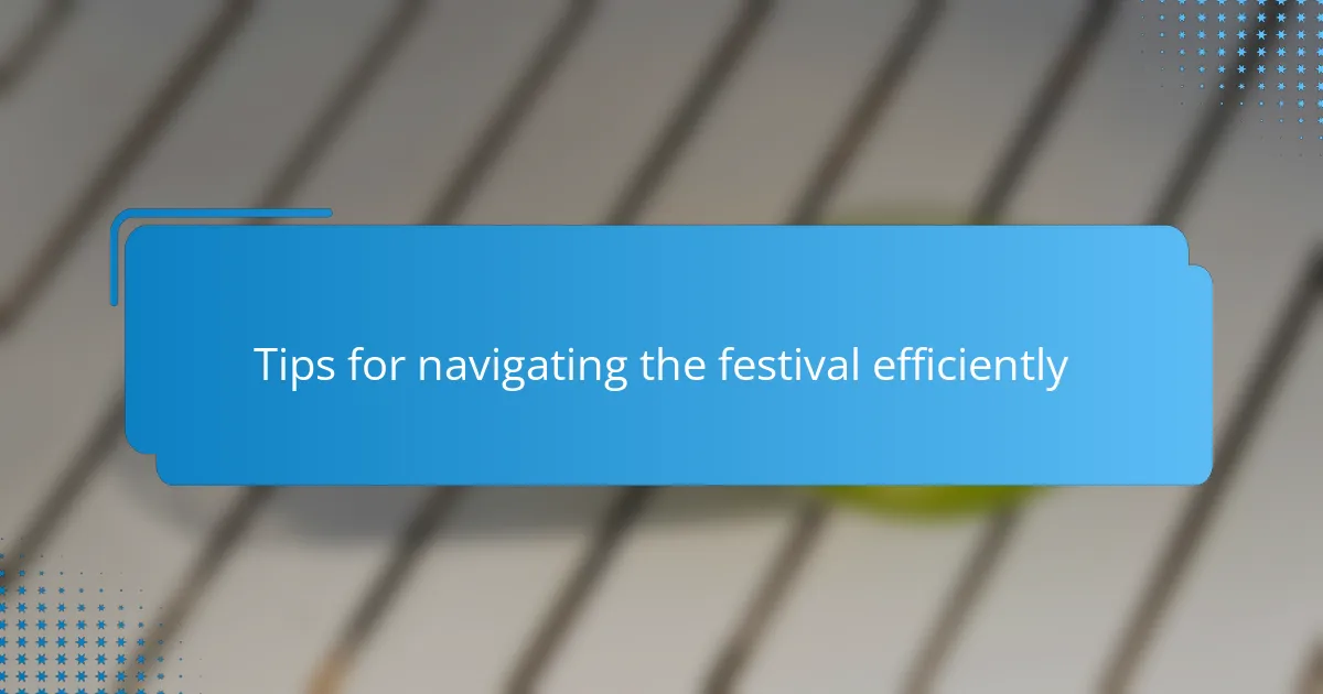 Tips for navigating the festival efficiently