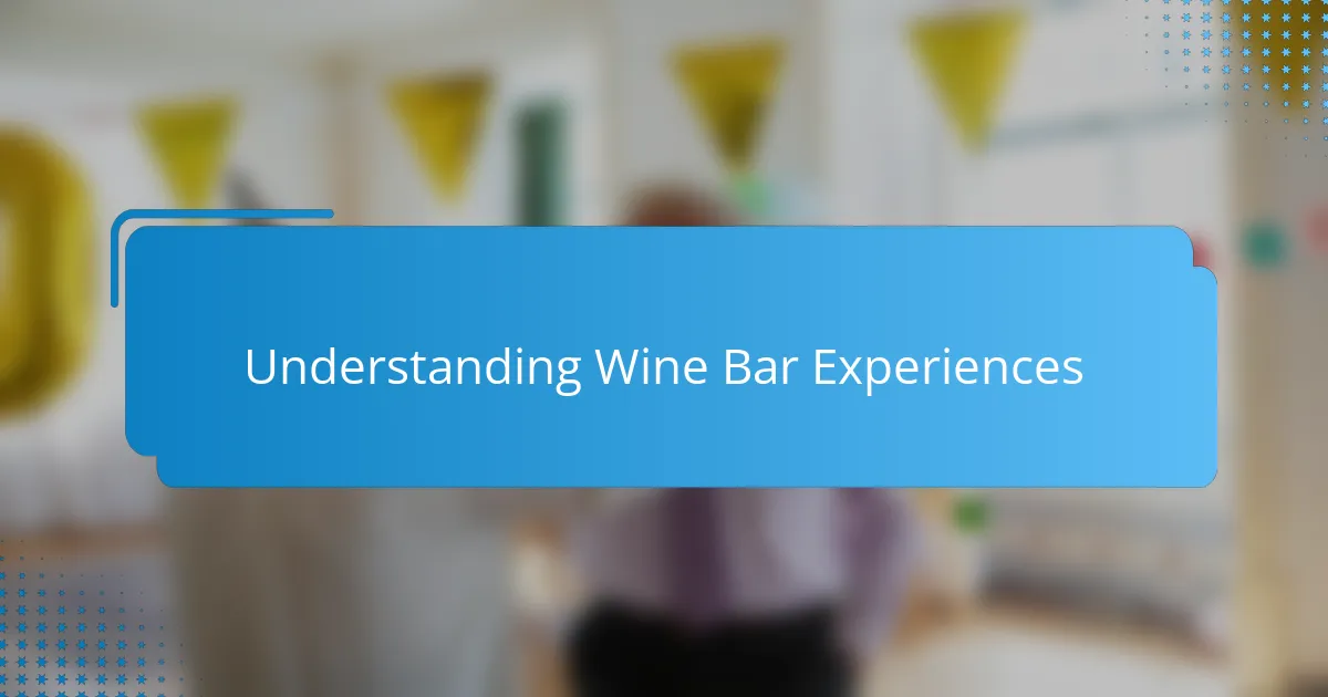 Understanding Wine Bar Experiences