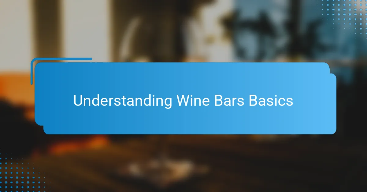 Understanding Wine Bars Basics