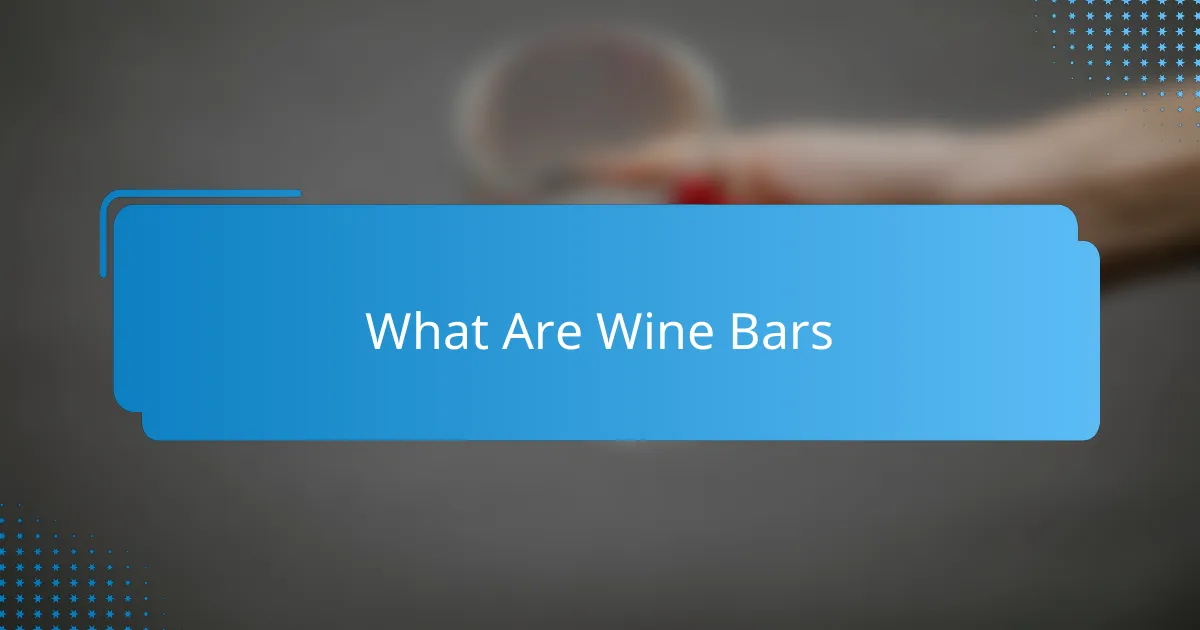 What Are Wine Bars