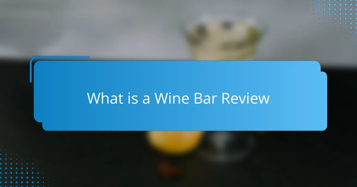 What is a Wine Bar Review