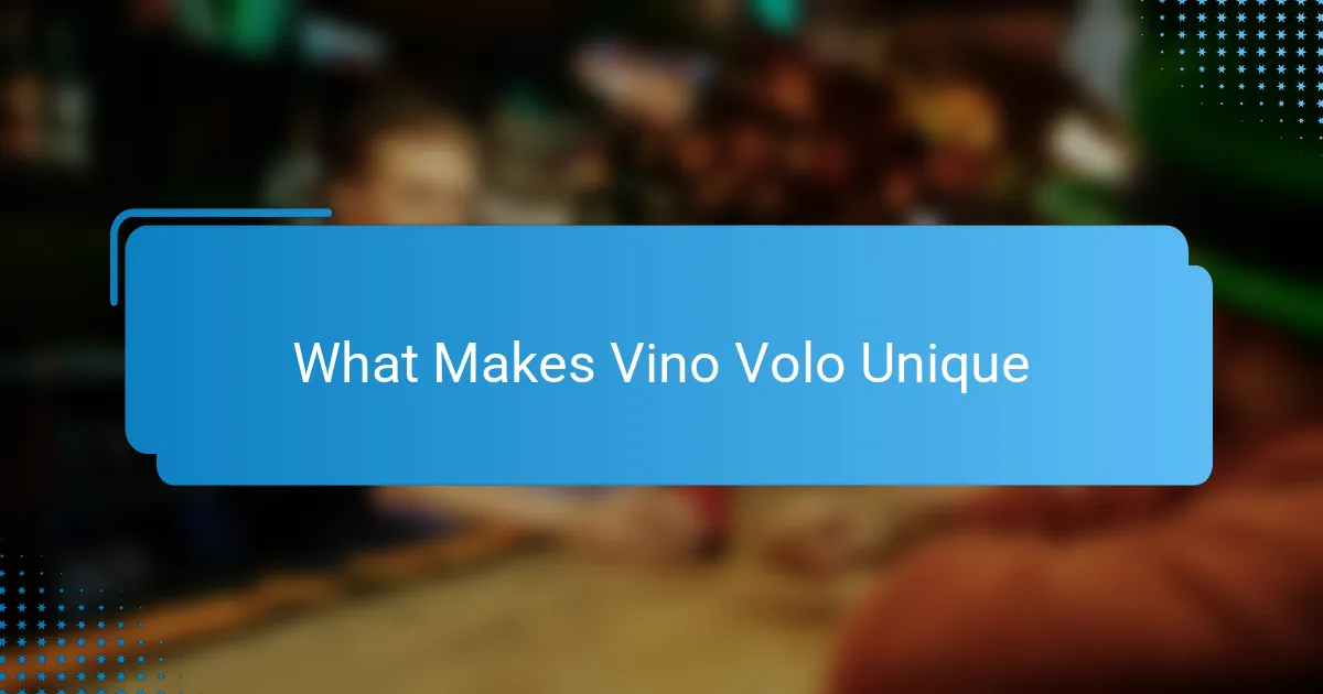 What Makes Vino Volo Unique