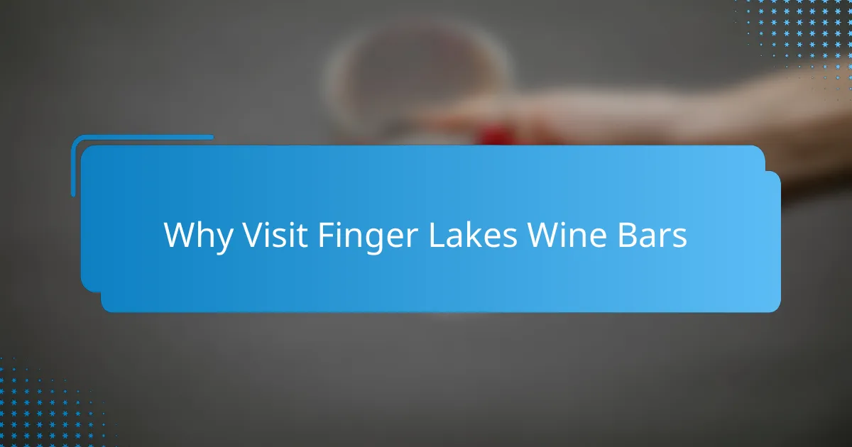 Why Visit Finger Lakes Wine Bars